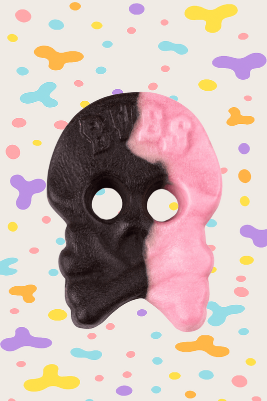 Bubs Foam Skull Raspberry/Licorice Swedish Candy Box 2.8kg